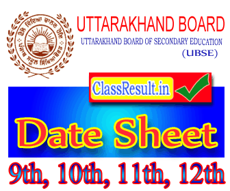 ubse Date Sheet 2024 class 10th Class, 12th Routine